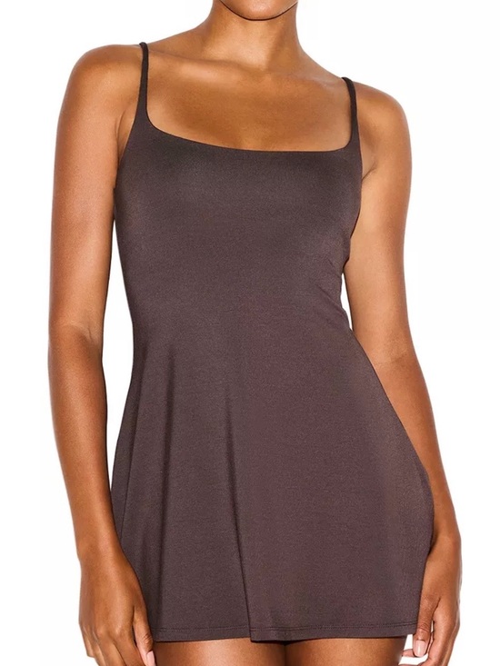 SKIMS Dresses & Skirts - SKIMS Smooth Layers Mini Dress Size Medium in Raisin NWOT